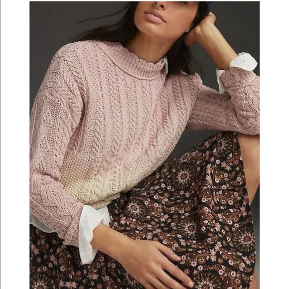 Anthropologie Sweaters - NWT Anthropologie Marci Dip Dye Cable knit Sweater Size Medium